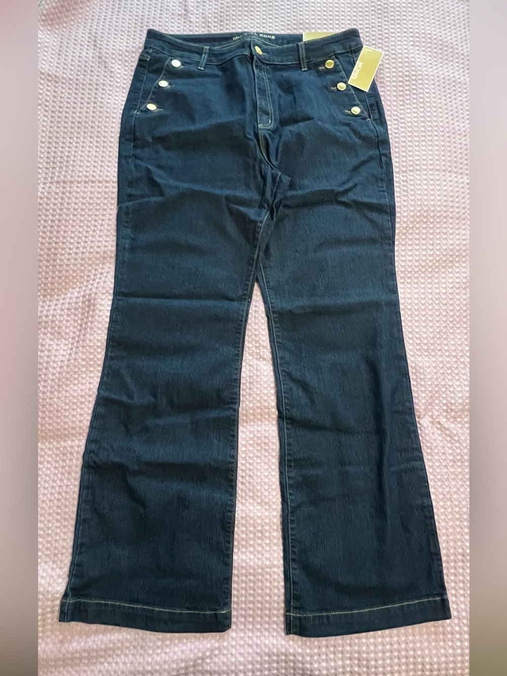 Michael Kors Women's Dark Blue Wide-Leg Jeans